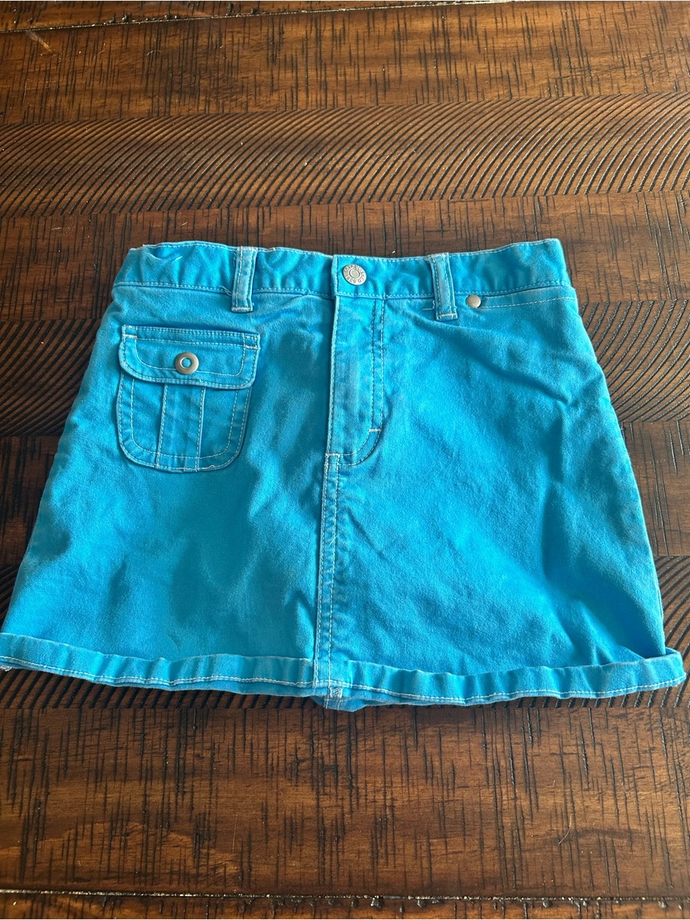 The Children's Place Bright Turquoise Denim A-Line Skirt
